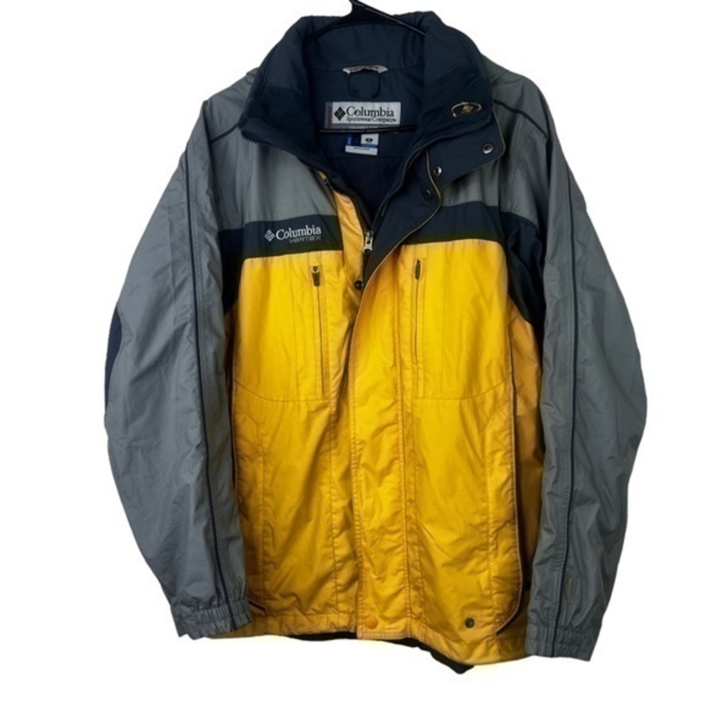Columbia Men's Jacket Hoodie Size Small Yellow Gray